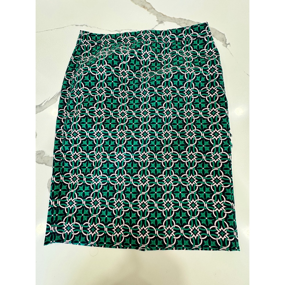 J.Crew Green Geometric Medallion Jacquard Pencil Skirt Womens 4